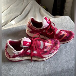 Adidas Pure Boost X Women's Running Shoes Red Pink Floral Print Size 8